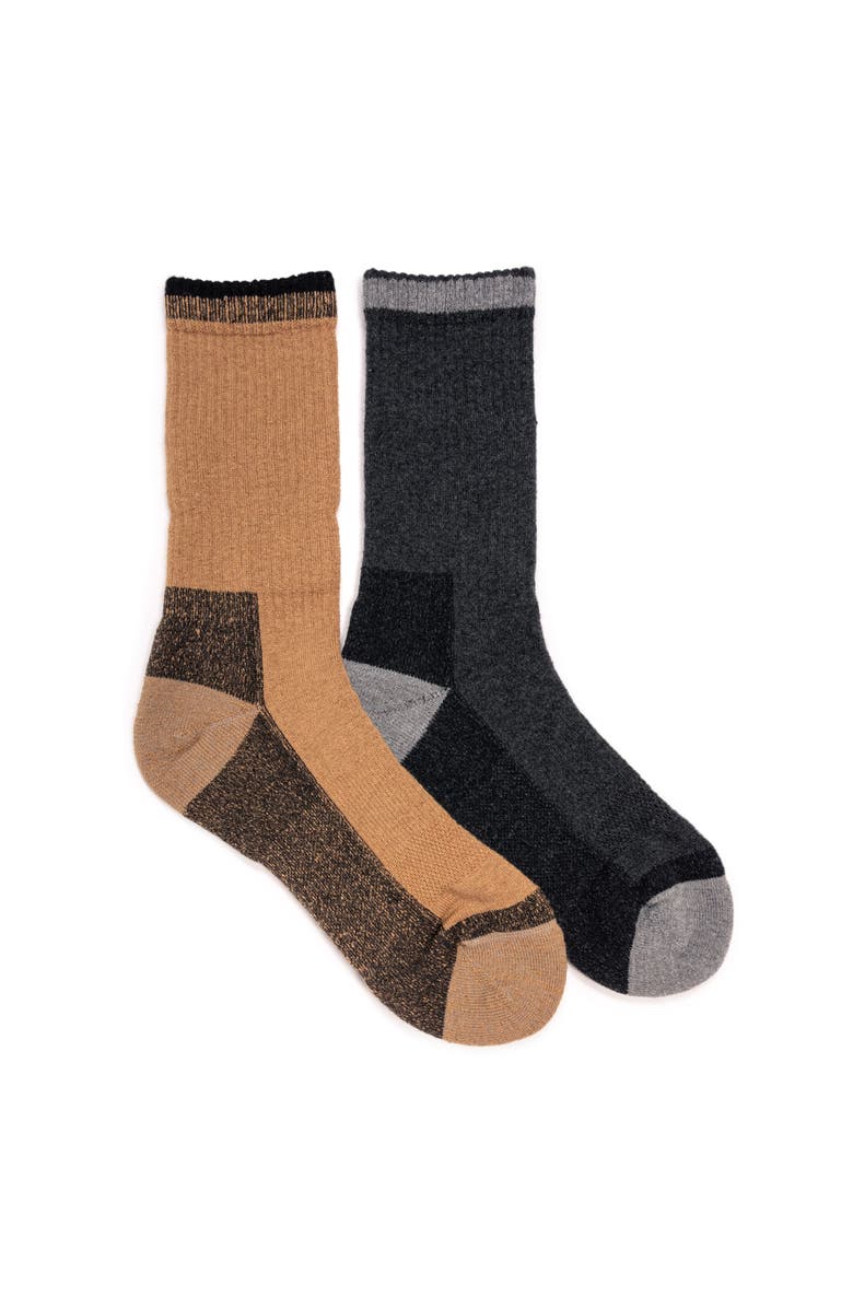 Ruff N Tuff Men's Work Wear Merino Wool Blend Crew Socks, 2 Pair Pack, Main, color, Black Heather/Duck Brown