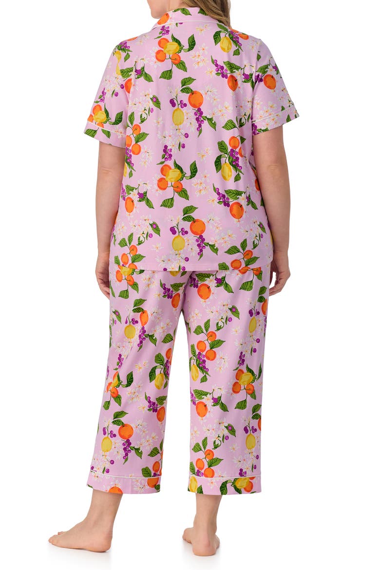 Print Stretch Organic Cotton Jersey Crop Pajamas, Alternate, color, CITRUS BLOSSOM