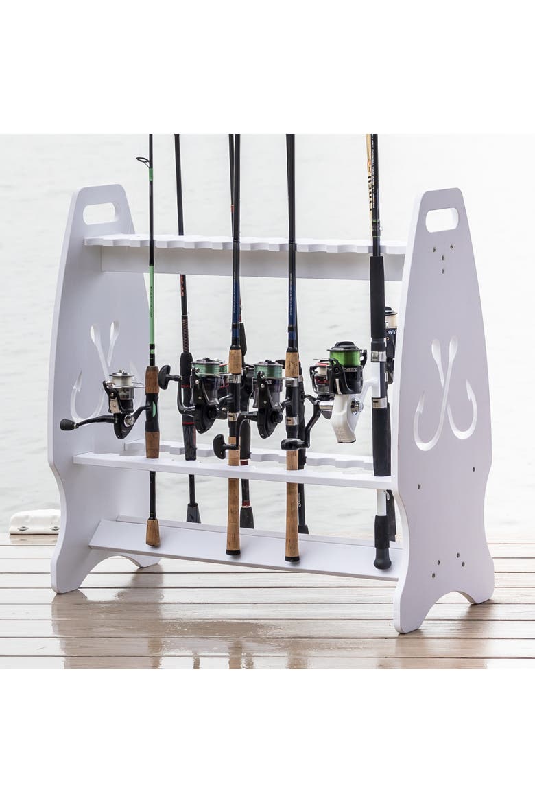 Marlin Fishing Rod Storage Stand - Holds up to 24 Rods, Alternate, color, White