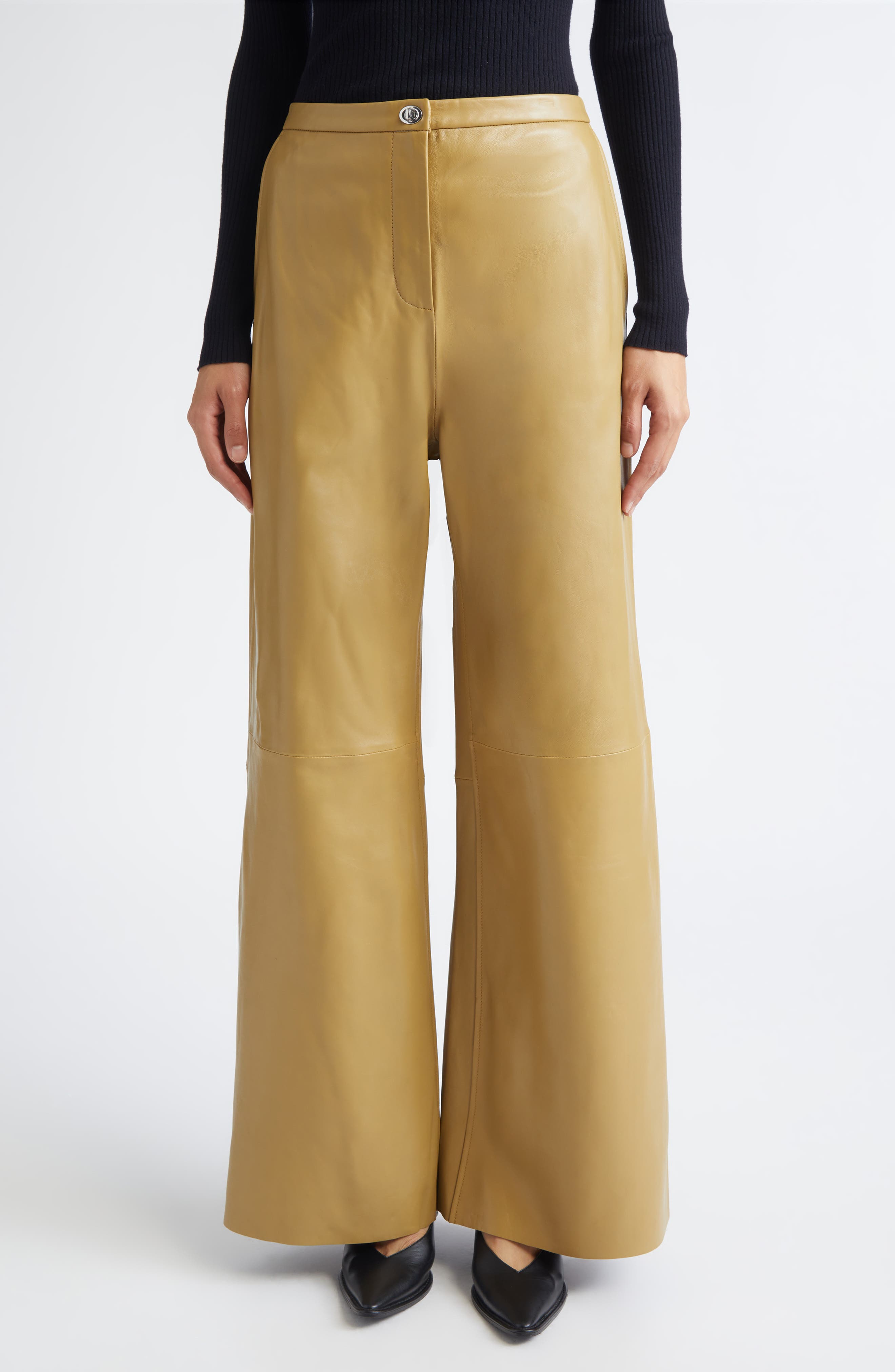 Rowena Wide Leg Leather Trousers