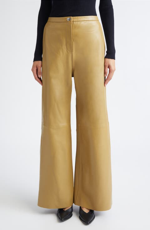 Women's Leather (Genuine) Wide-Leg Pants | Nordstrom