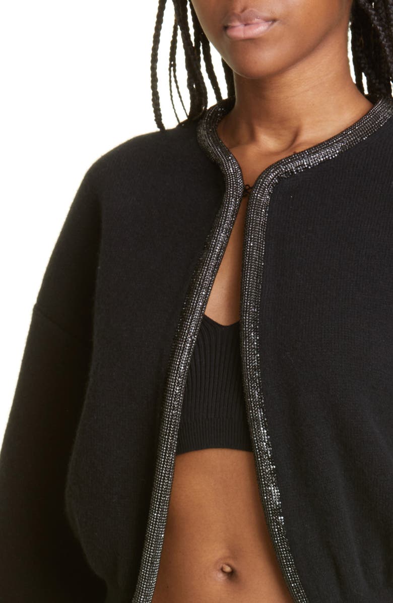 Alexander Wang Crystal Placket Wool Blend Crop Cardigan, Alternate, color, 