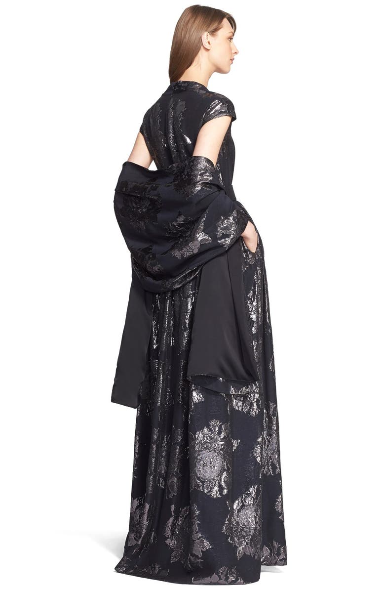 St. John Collection Metallic Rose Jacquard Gown, Alternate, color, 