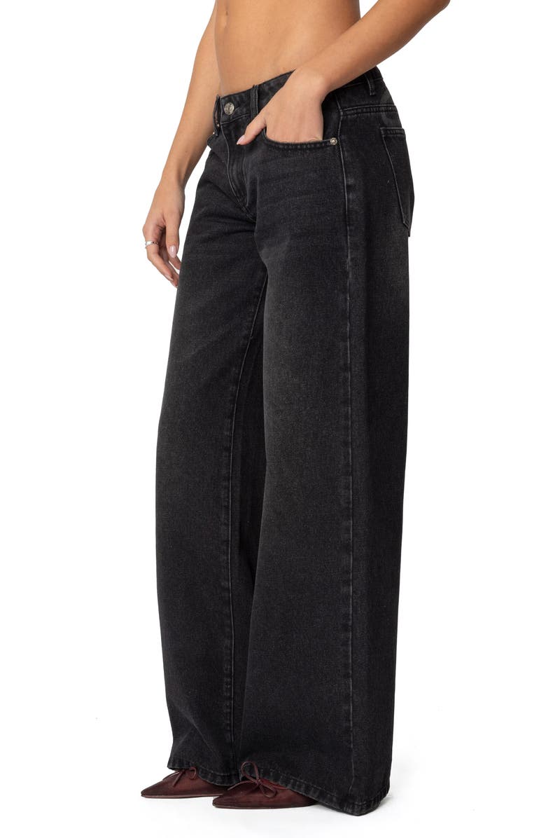 EDIKTED Vyxen Wide Leg Jeans, Alternate, color, Black-Washed