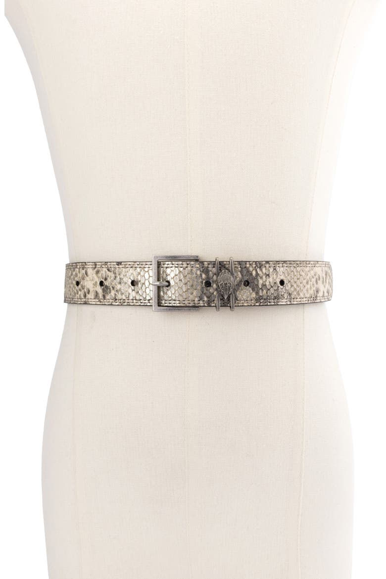 Shoreditch Snakeskin Print Leather Belt, Alternate, color, GREY MULTI