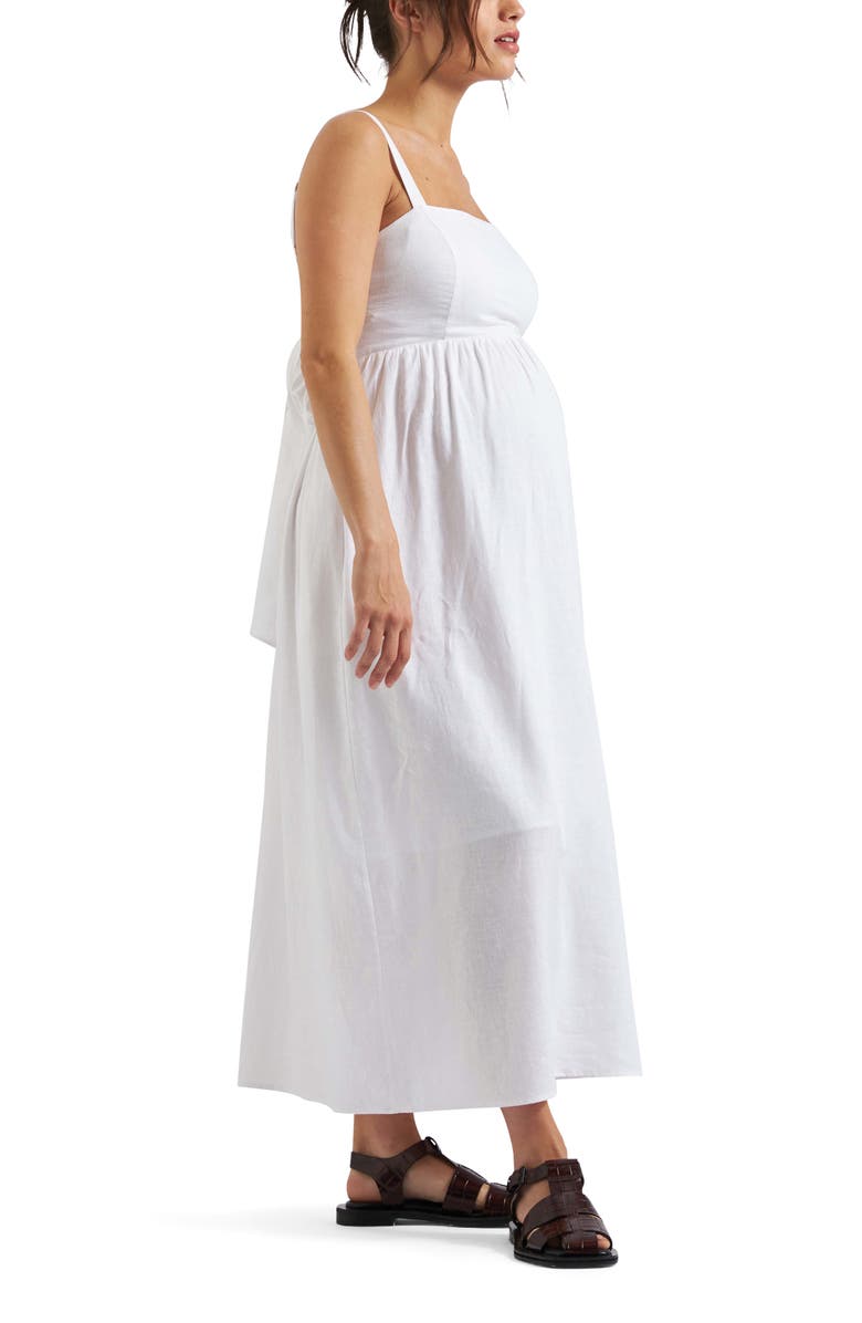 Ripe Maternity Simone Tie Back Linen Dress, Alternate, color, White