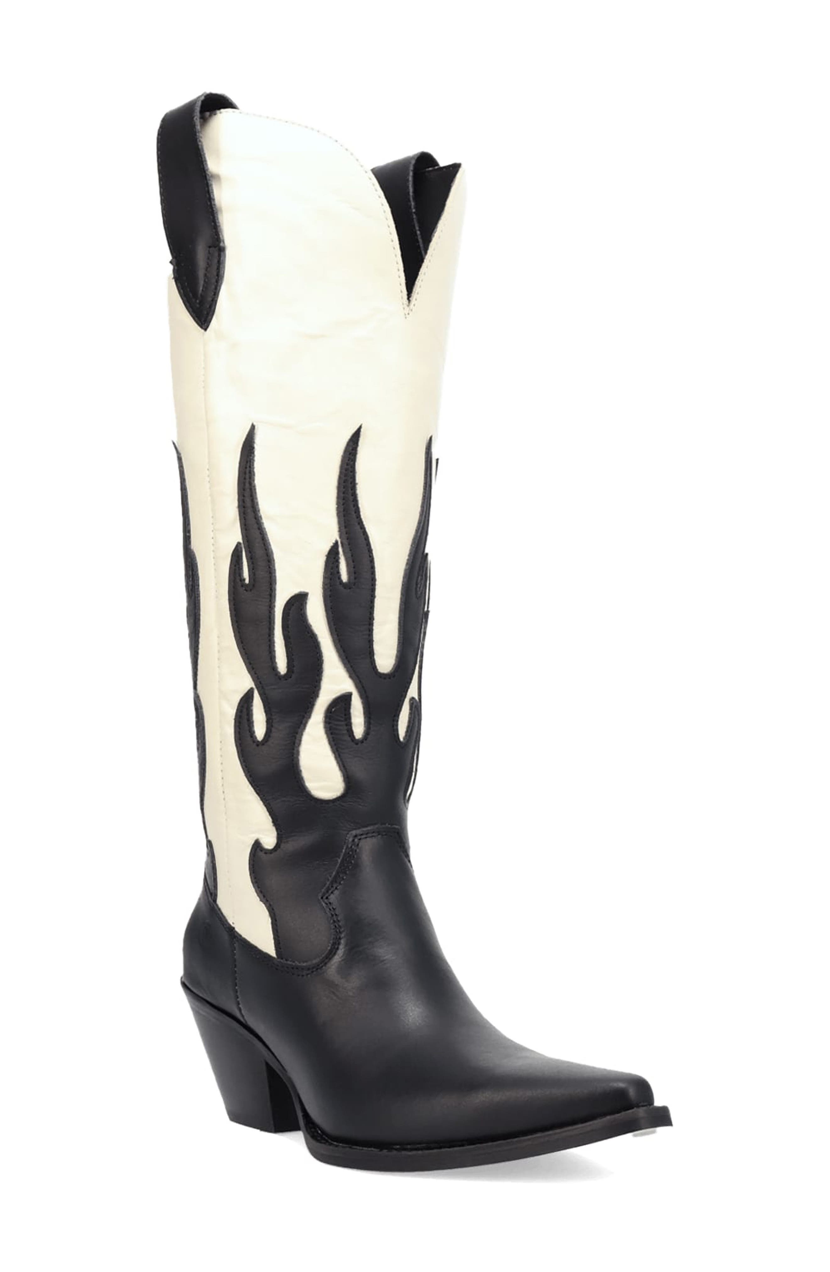 Dingo Burnin' Love Knee High Western Boot, Main, color, Black