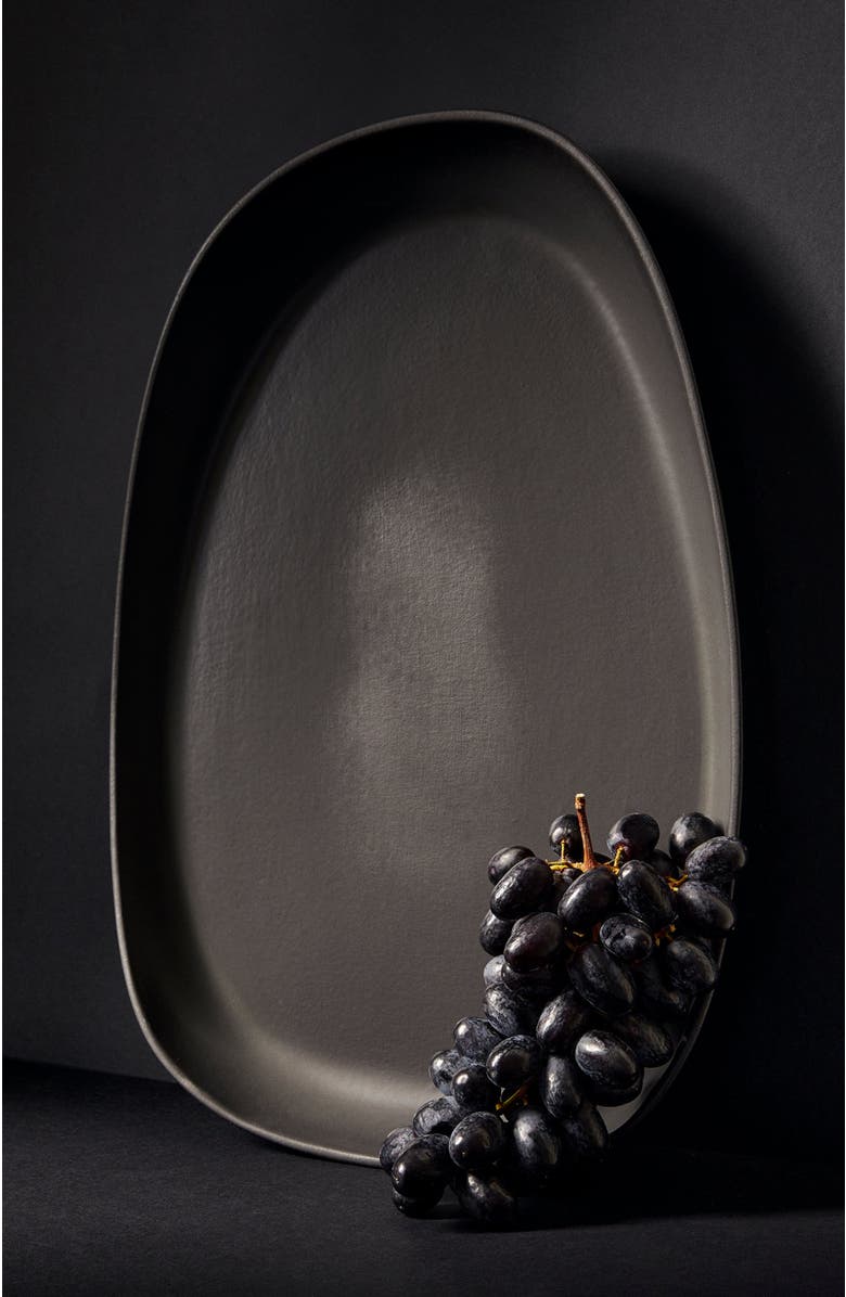 Gharyan Stoneware Stoneware Long Serving Platter, Alternate, color, Black