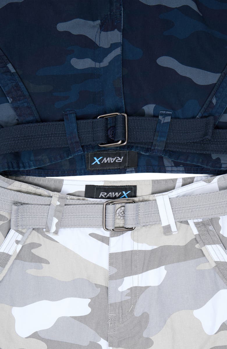 XRAY Kids' 2-Pack Belted Twill Cargo Shorts, Alternate, color, White Camo/ Navy Camo