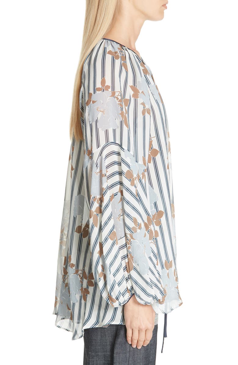 Lee Mathews Dolly Print Tie Neck Silk Top, Alternate, color, 