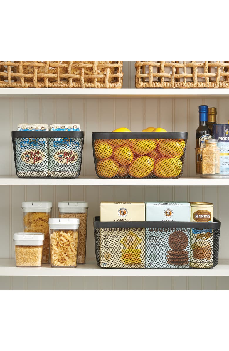 mDesign Metal Mesh Pantry Basket for Kitchen Storage - Set of 4 - Black, Alternate, color, Black