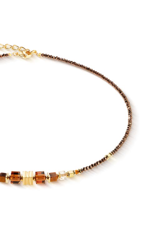 Coeur De Lion Wave Cube Flow Gold Necklace In Brown