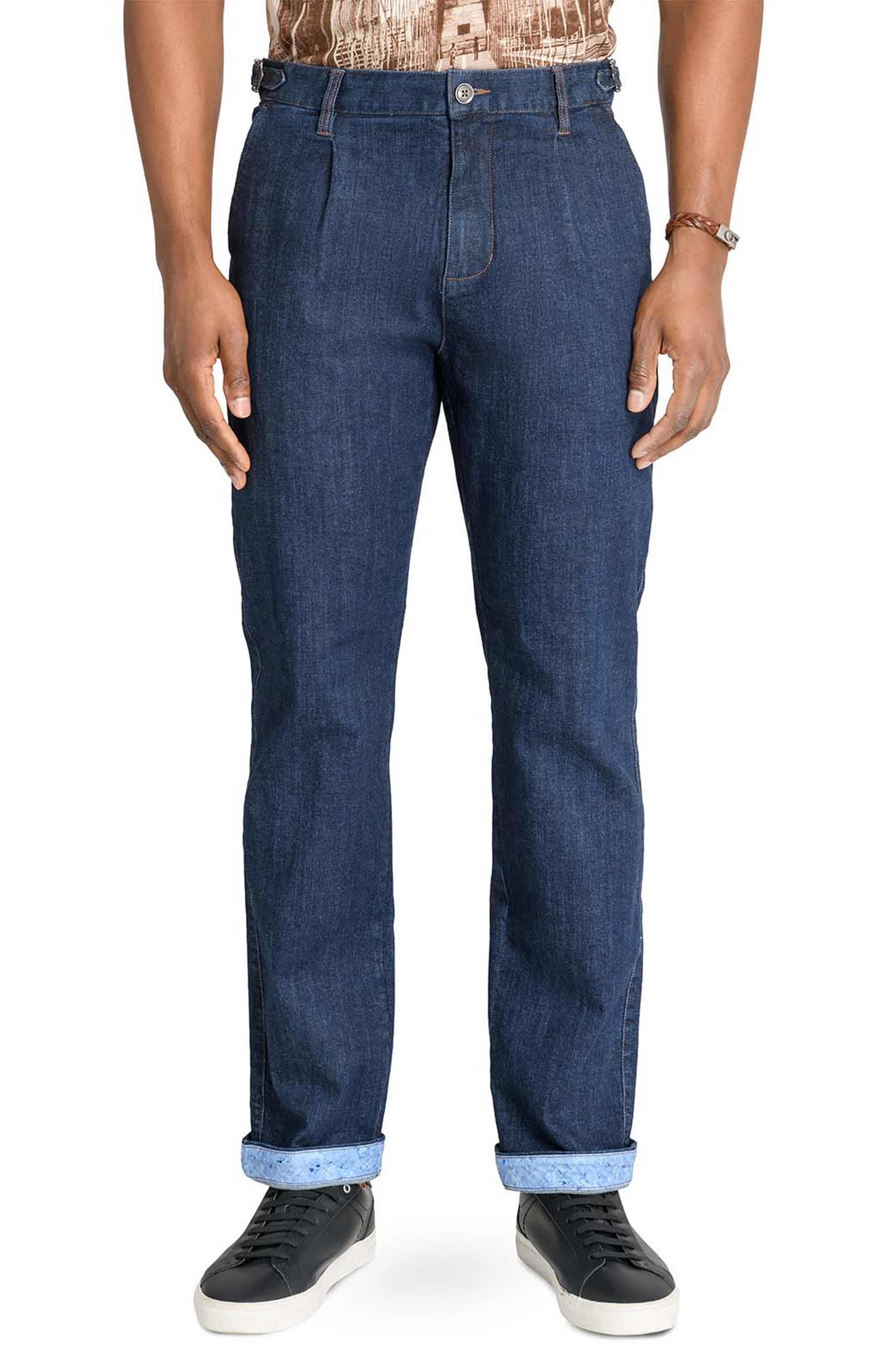 Brooklyn Brigade Slim Fit Solid Pleated Pants in Navy 