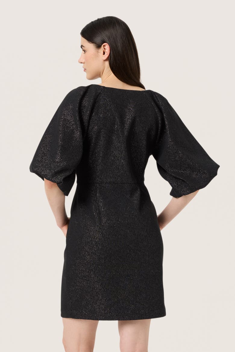 SLCahlina Metallic V-neck Mini Dress, Alternate, color, Gun Metal