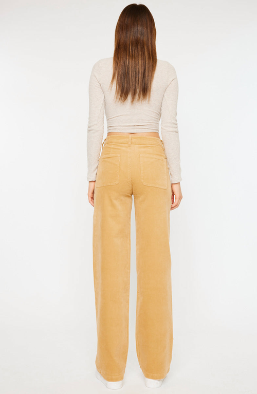 Kancan Saturn Ultra High Rise Wide Leg Corduroy Pants In Yellow