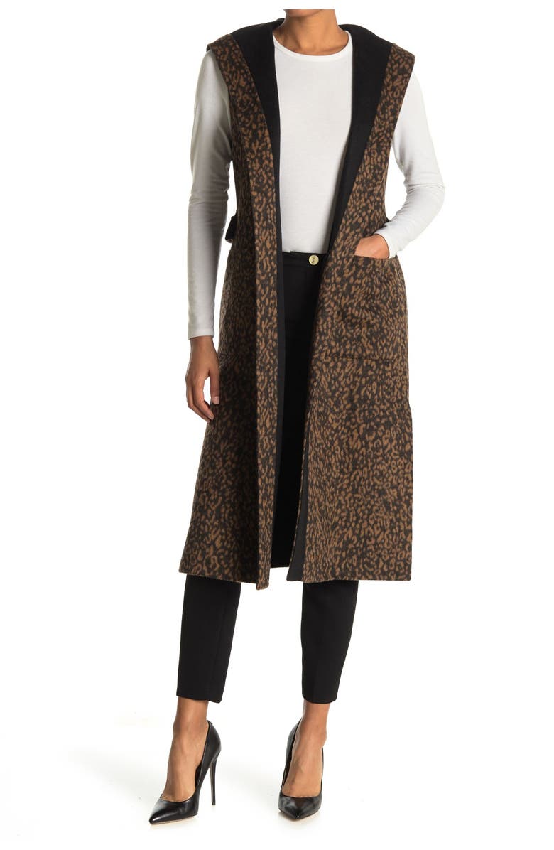 BCBGMAXAZRIA Wool Blend Reversible Hooded Vest, Main, color, 