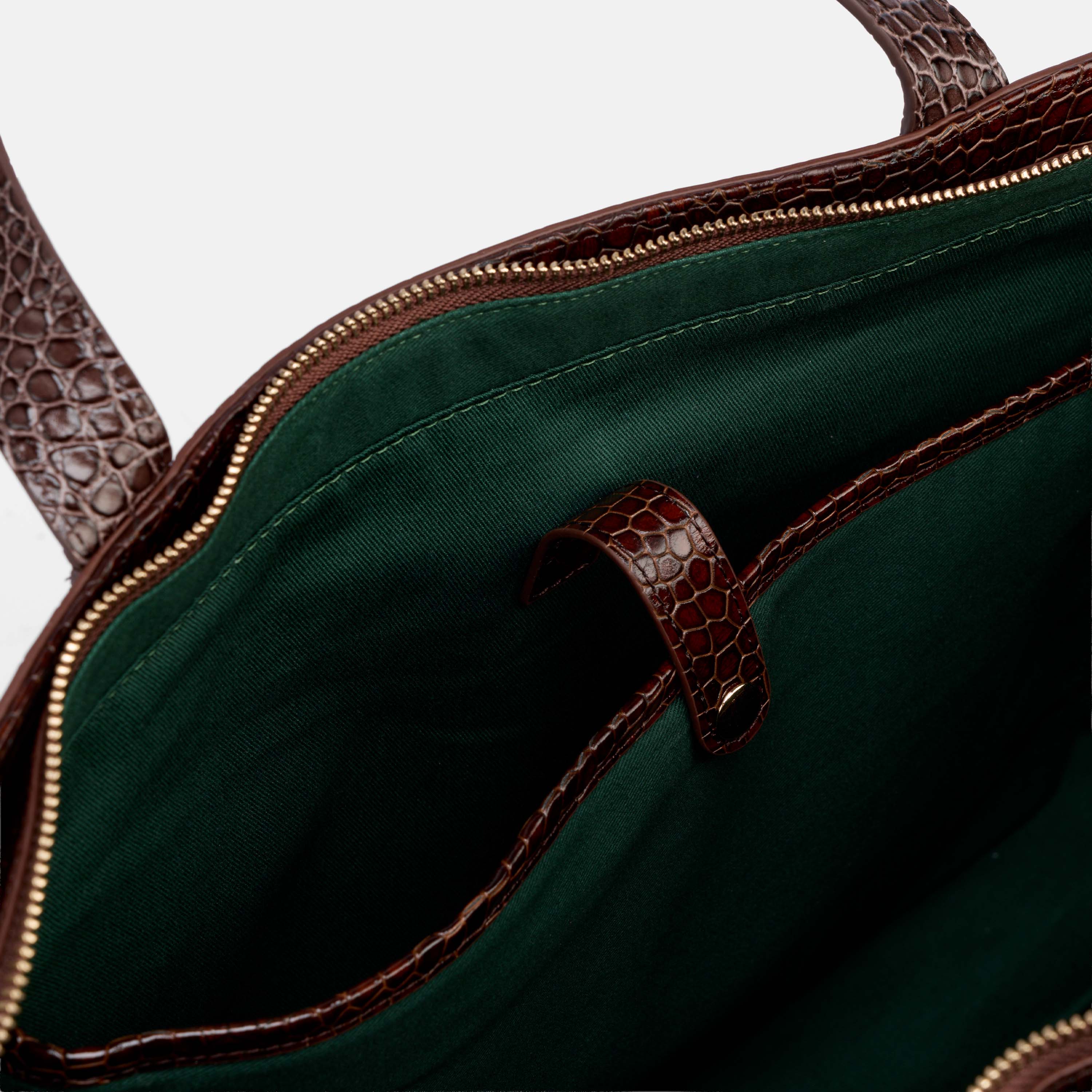 Croc-embossed Leather Tote, Alternate, color, Brown Crocskin