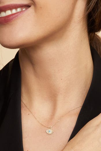 14K Yellow Gold Evil Eye Pendant