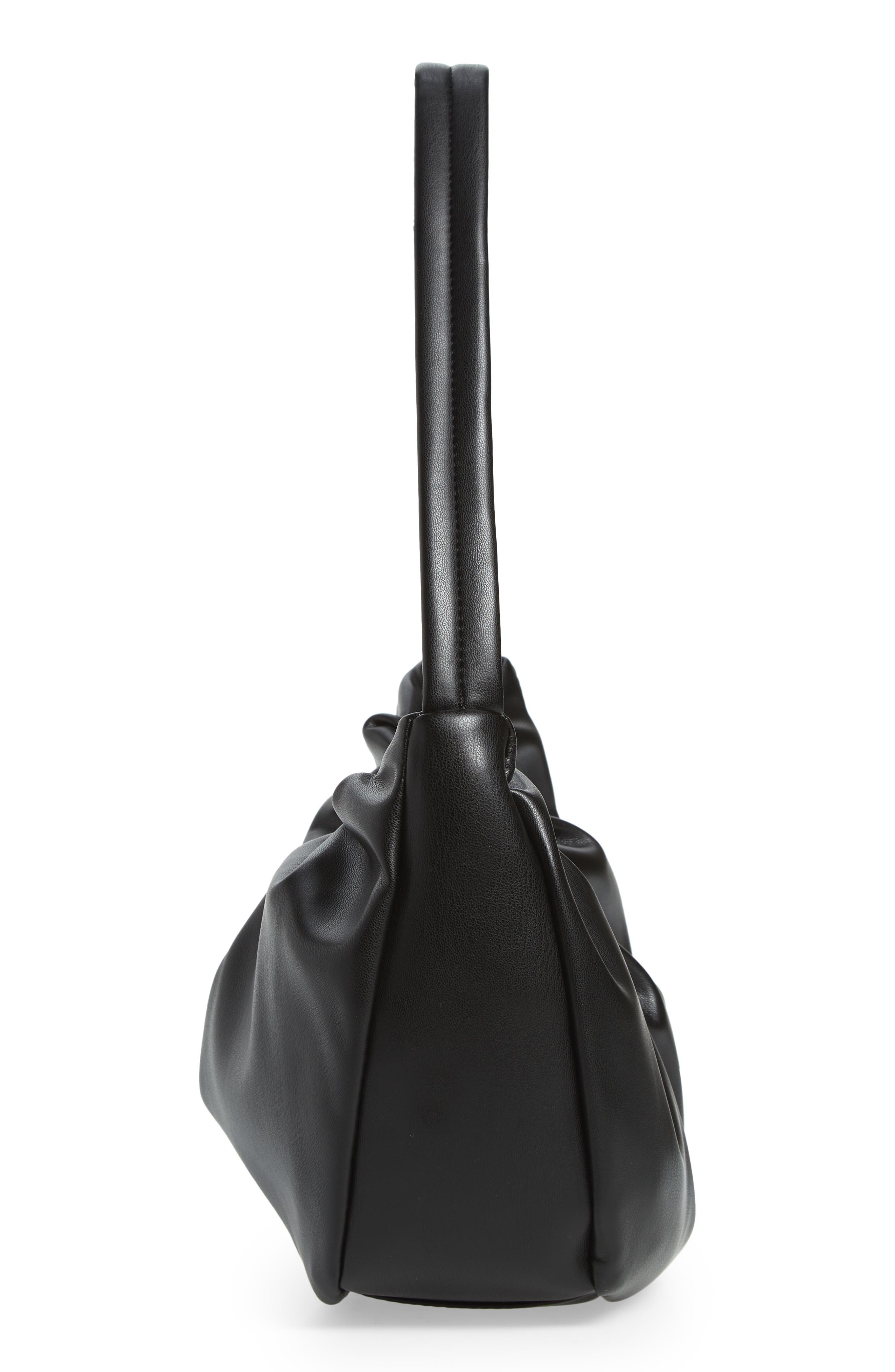 Street Level Gathered Faux Leather Baguette Bag, Alternate, color, 