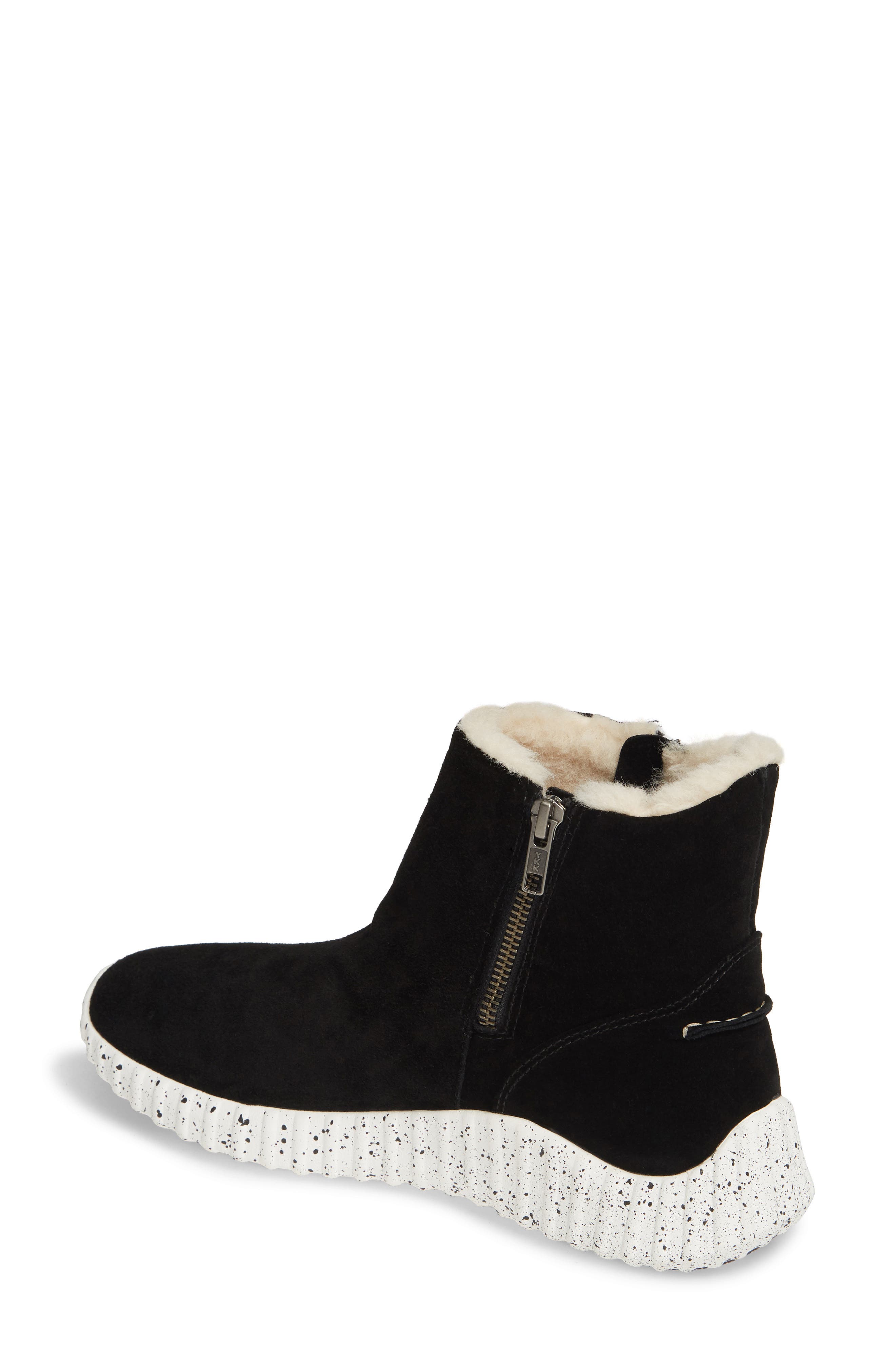 Kimberly Waterproof Genuine Shearling Lined Sneaker Bootie, Alternate, color, BLACK SUEDE
