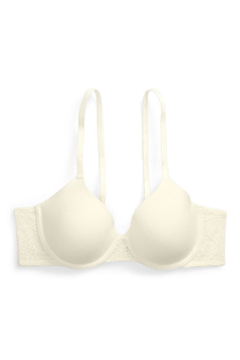 Underwire Cotton Blend Lace Demi Bra, Alternate, color, EGRET
