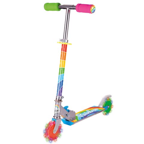 Rainbow Foldable Scooter, Light Up Wheels, Ages 5 And Up