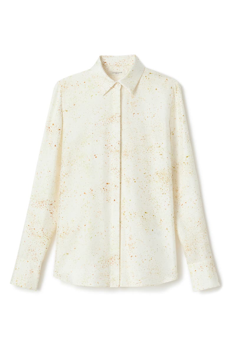 Lafayette 148 New York Scottie Pastel Dust Print Silk Twill Button-Up Shirt, Alternate, color, 