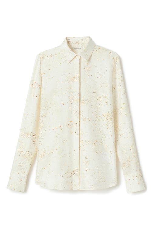 Lafayette 148 New York Scottie Pastel Dust Print Silk Twill Button-up Shirt In Cloud Multi