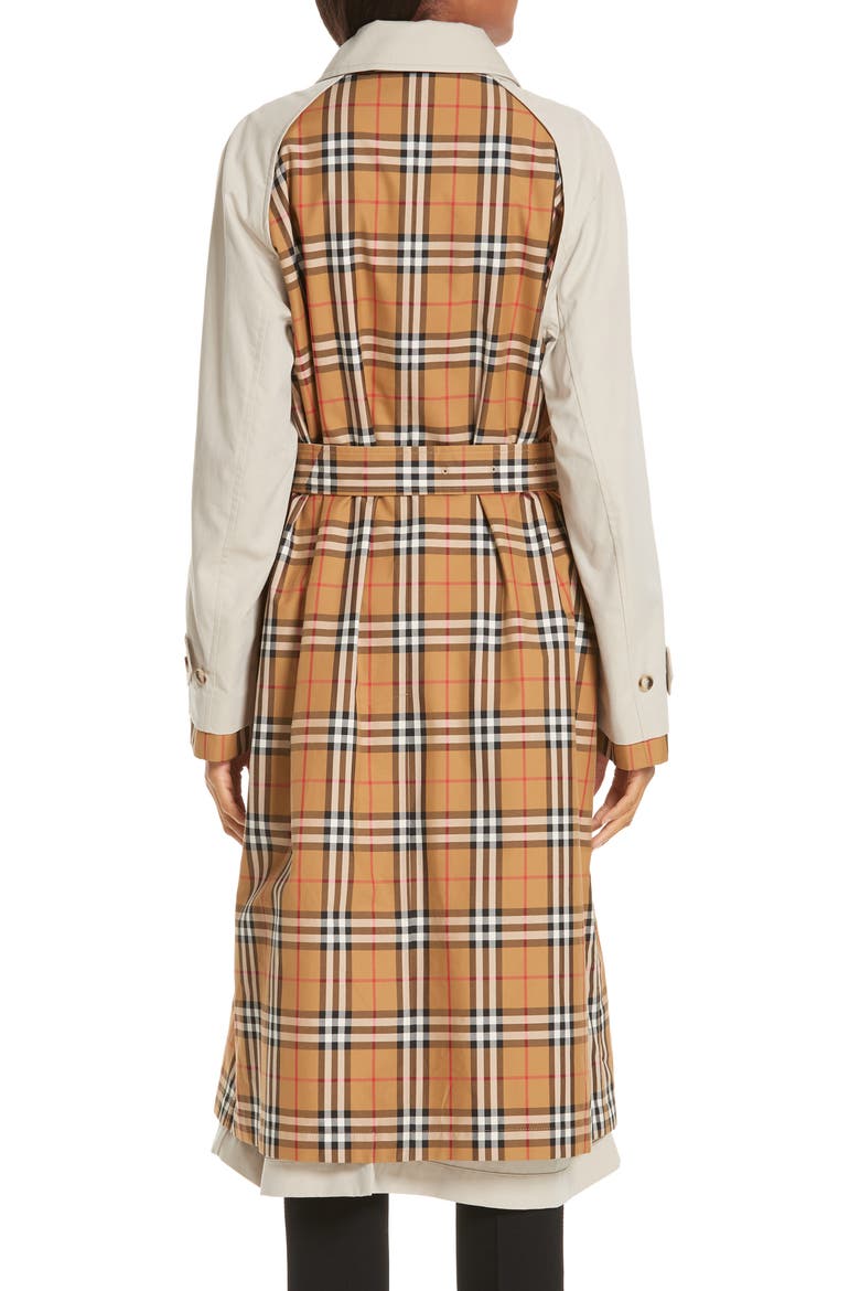 Guiseley Check Trench Coat, Alternate, color, STONE