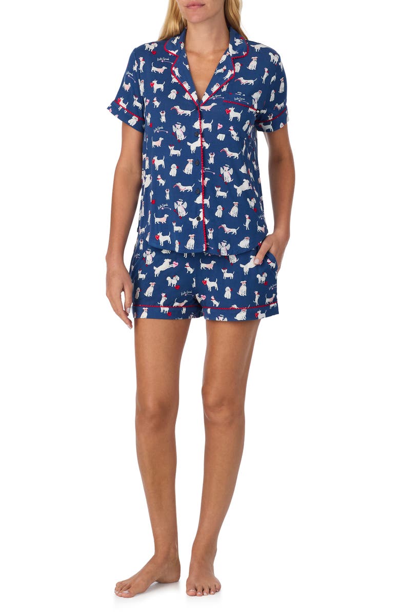 Kate Spade New York print short pajamas, Main, color, Dark Blue Print
