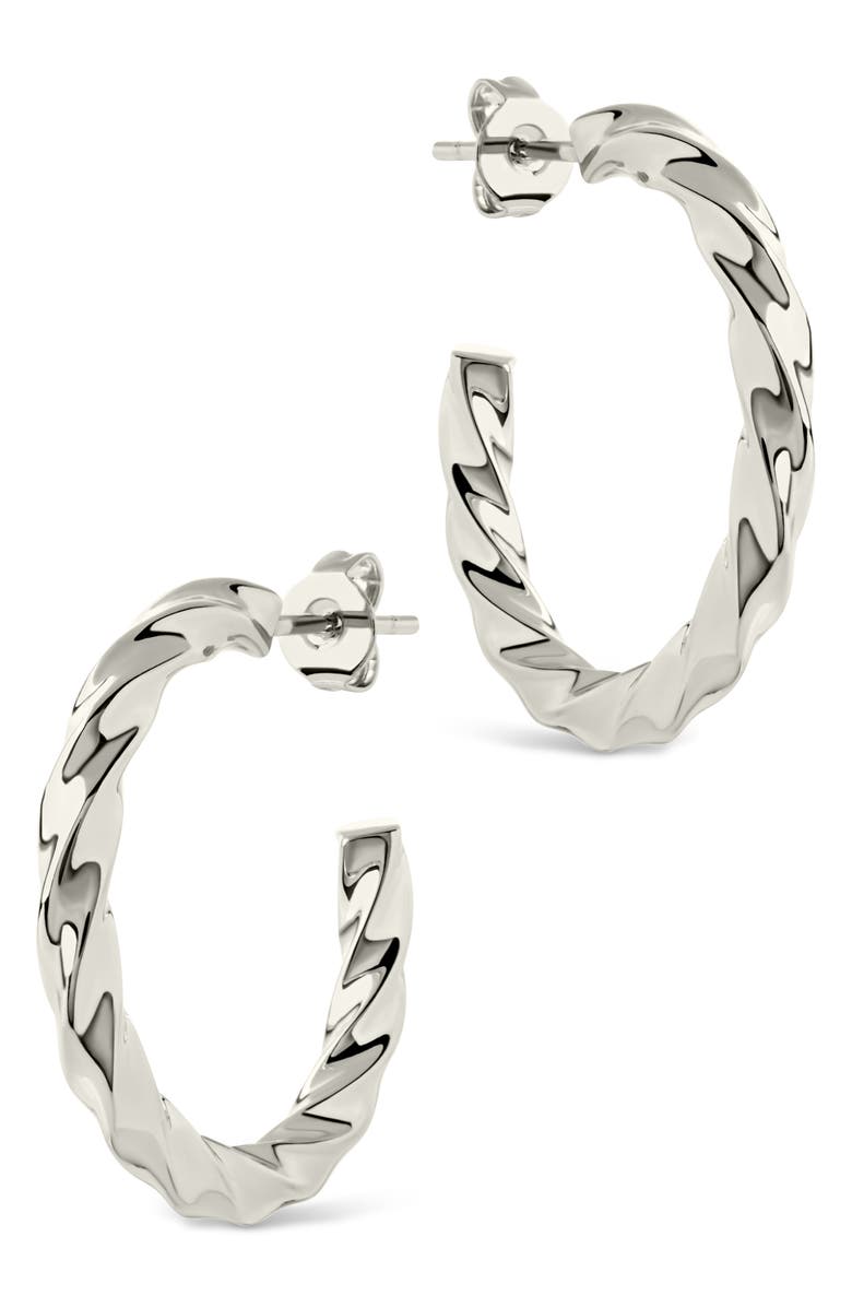 Sterling Forever Chandler Twisted Hoop Earrings, Alternate, color, Silver