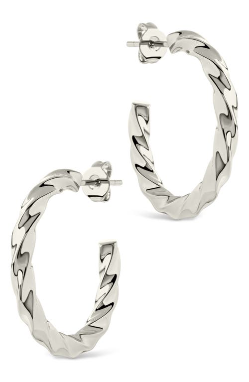 Sterling Forever Chandler Twisted Hoop Earrings In Silver