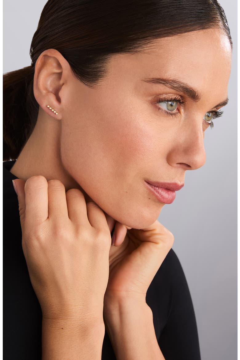 KSL Diamond Bar Stud Earrings, Alternate, color, GOLD DIAMOND