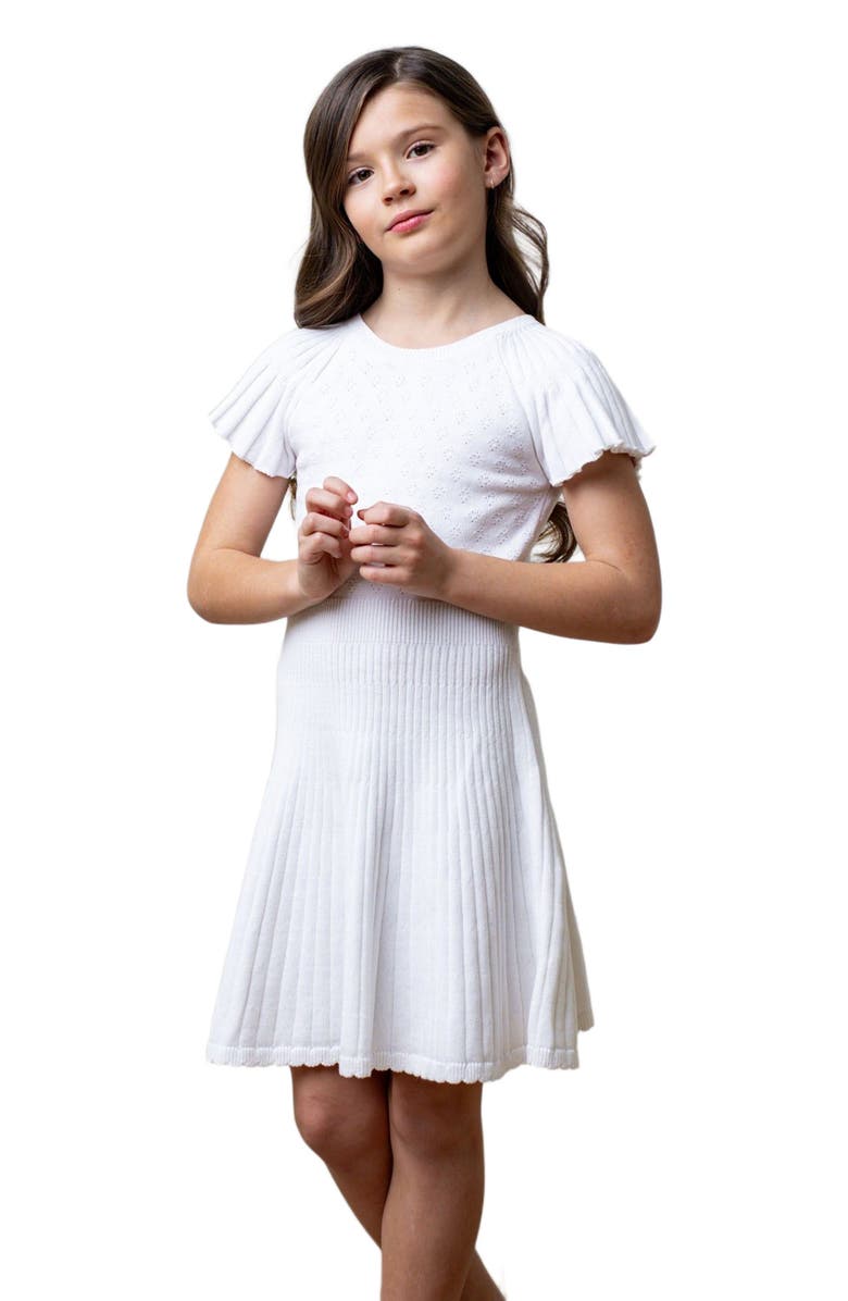 Hope & Henry Girls' Organic Flutter Sleeve Sweater Dress, Toddler, Main, color, 