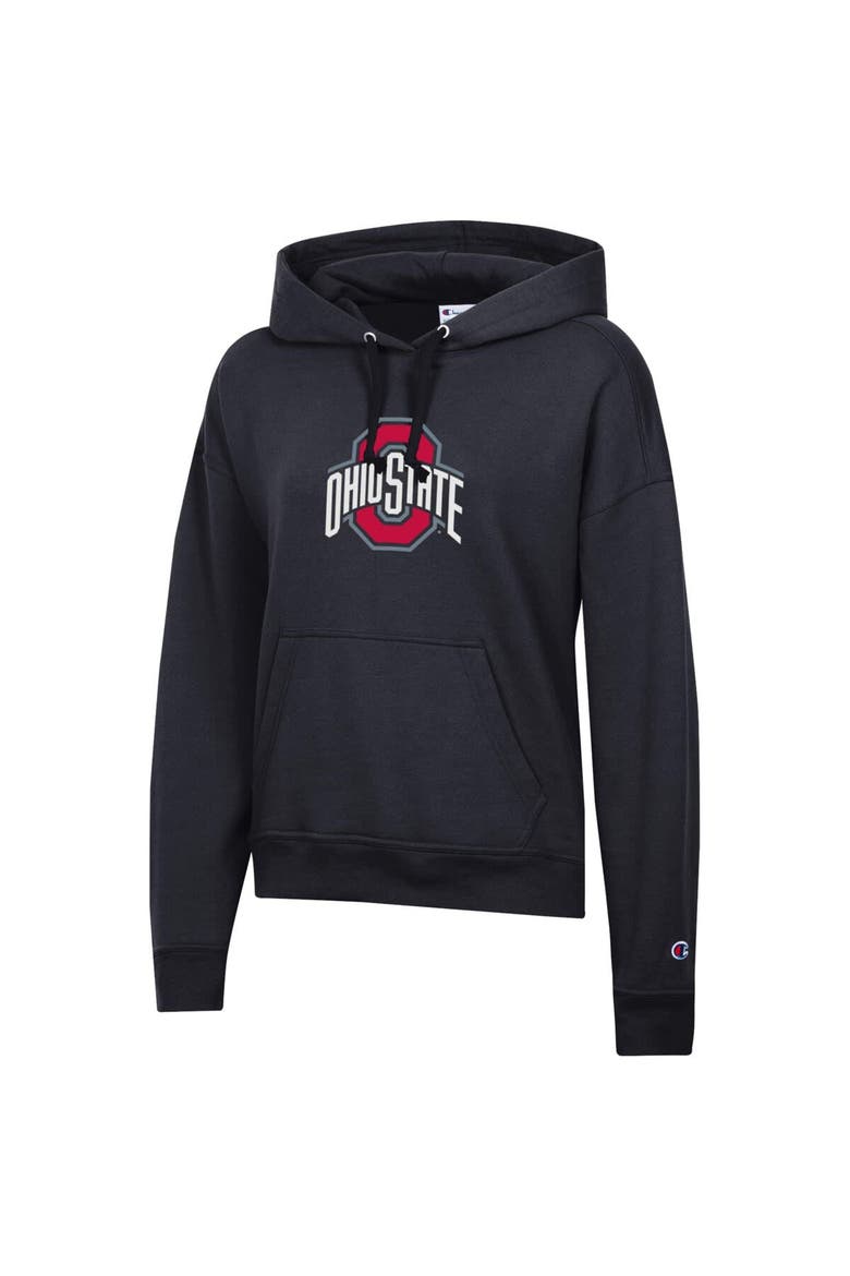 Women's Champion Black Ohio State Buckeyes Powerblend Fleece Pullover Hoodie, Alternate, color, Black