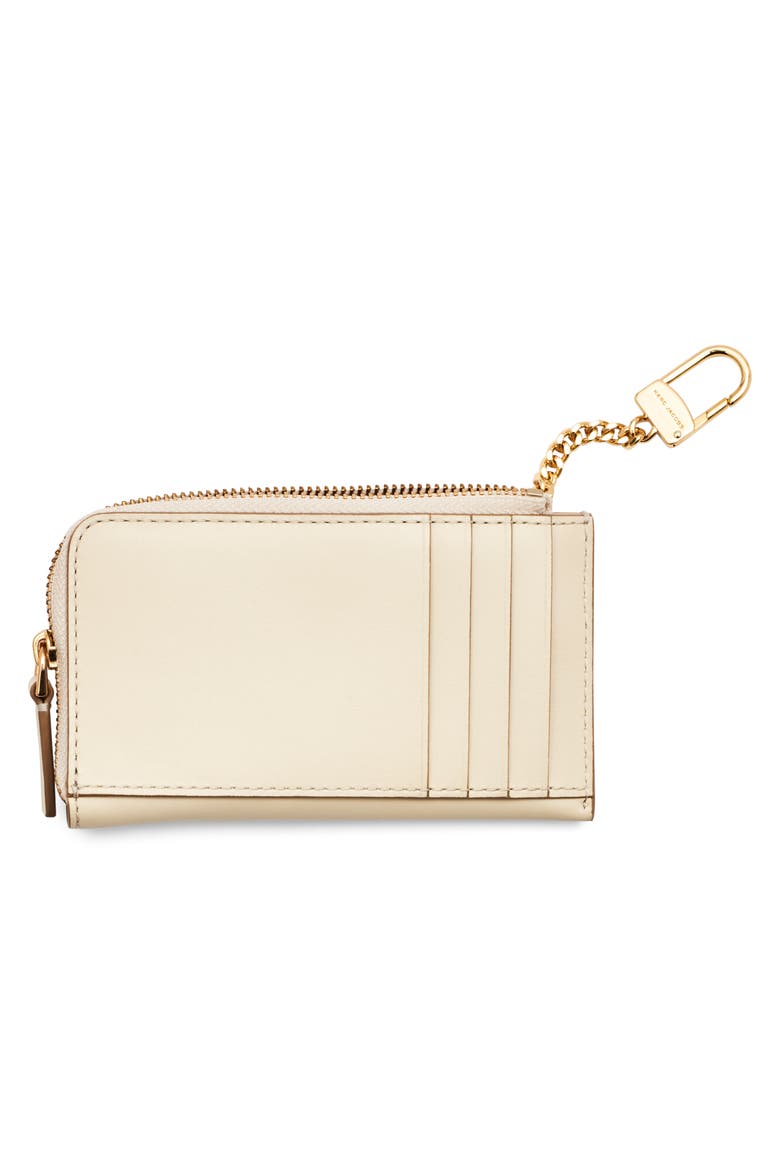 The Top Zip Multi Leather Card Holder, Alternate, color, CLOUD WHITE