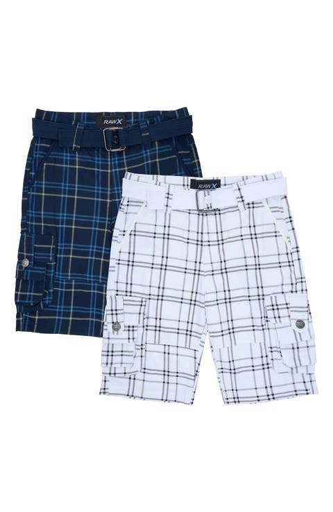 Kids' 2-Pack Belted Twill Cargo Shorts