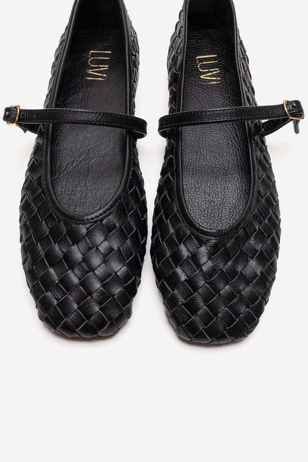 Forever & Always Shoes Yevora Leather Woven Strap Ballet Flat, Alternate, color, Black