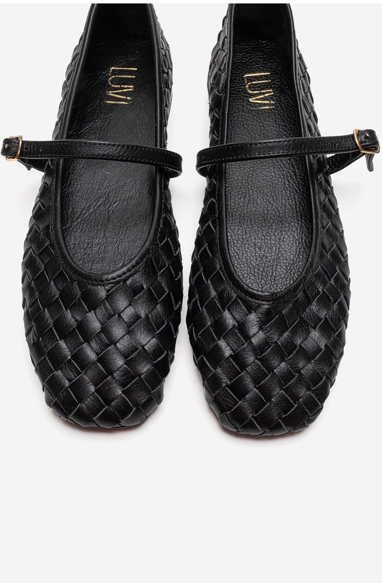 Forever & Always Shoes Yevora Leather Woven Strap Ballet Flat, Alternate, color, Black