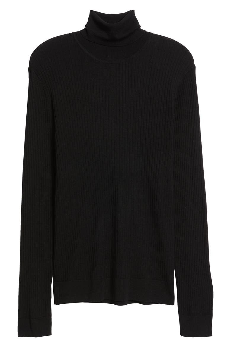 Richard 6611 Wool Rib Turtleneck Sweater, Alternate, color, BLACK