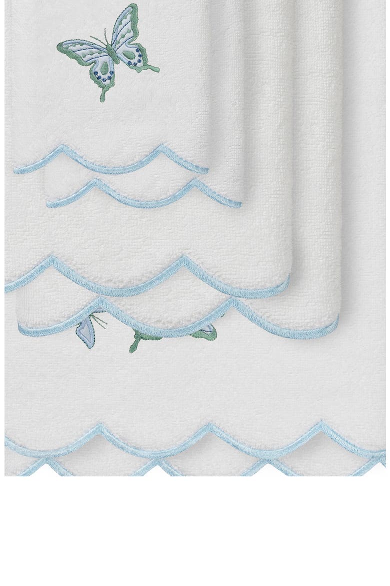 6-Piece Brittney Embroidered Turkish Cotton Towel Set, Alternate, color, WHITE/ BLUE