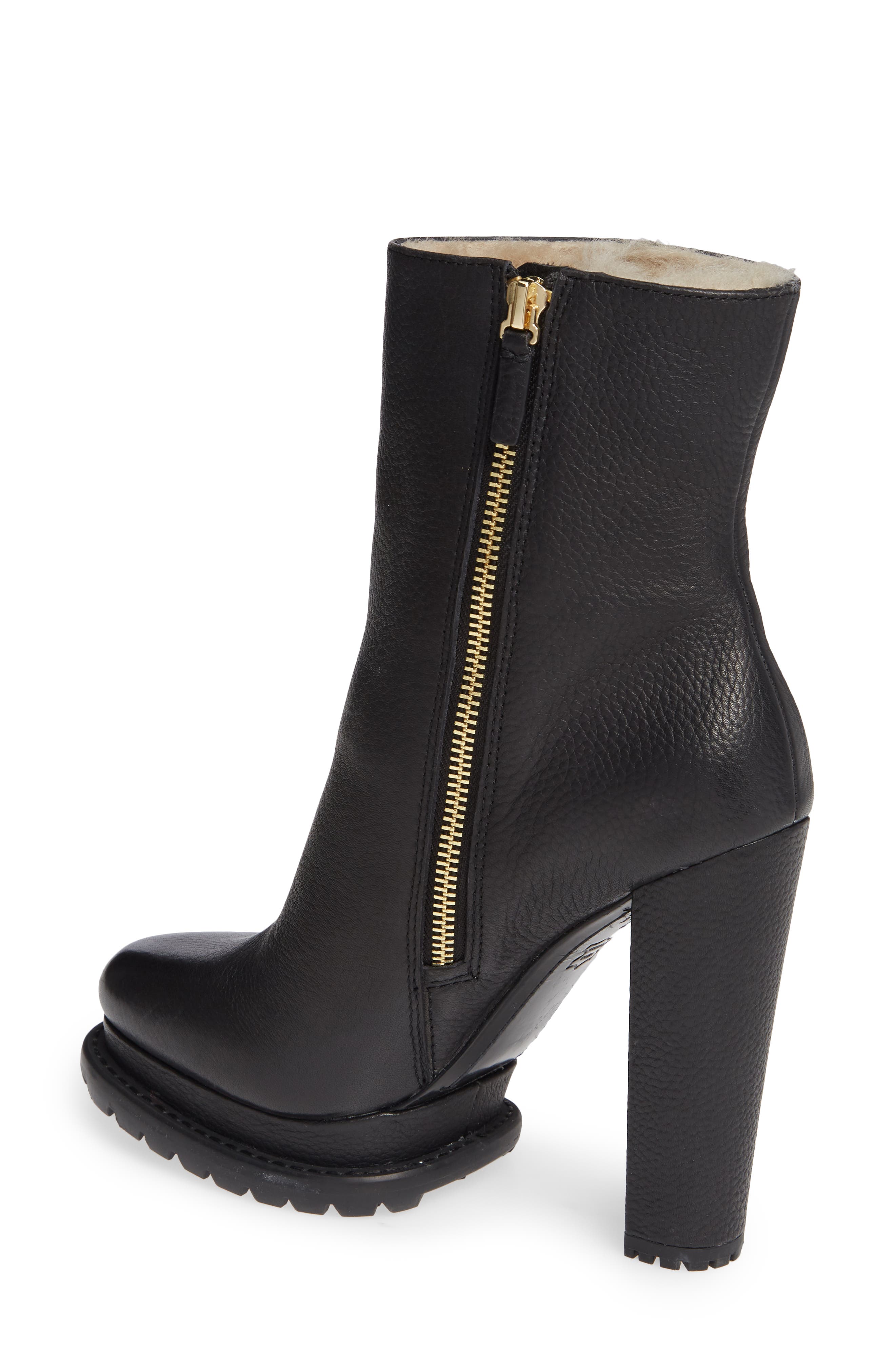 Alice + Olivia Holden Genuine Shearling Bootie, Alternate, color, 