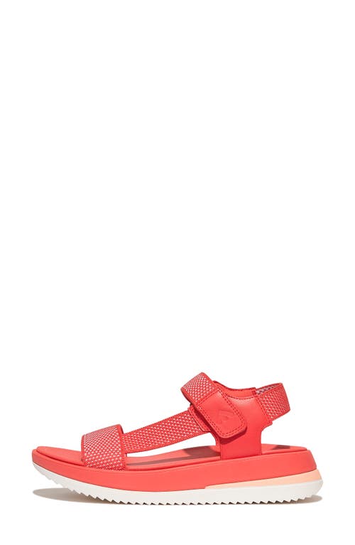 Fitflop Women's Surff Two-tone Webbing Or Leather Back-strap Sandals In Rosy Coral