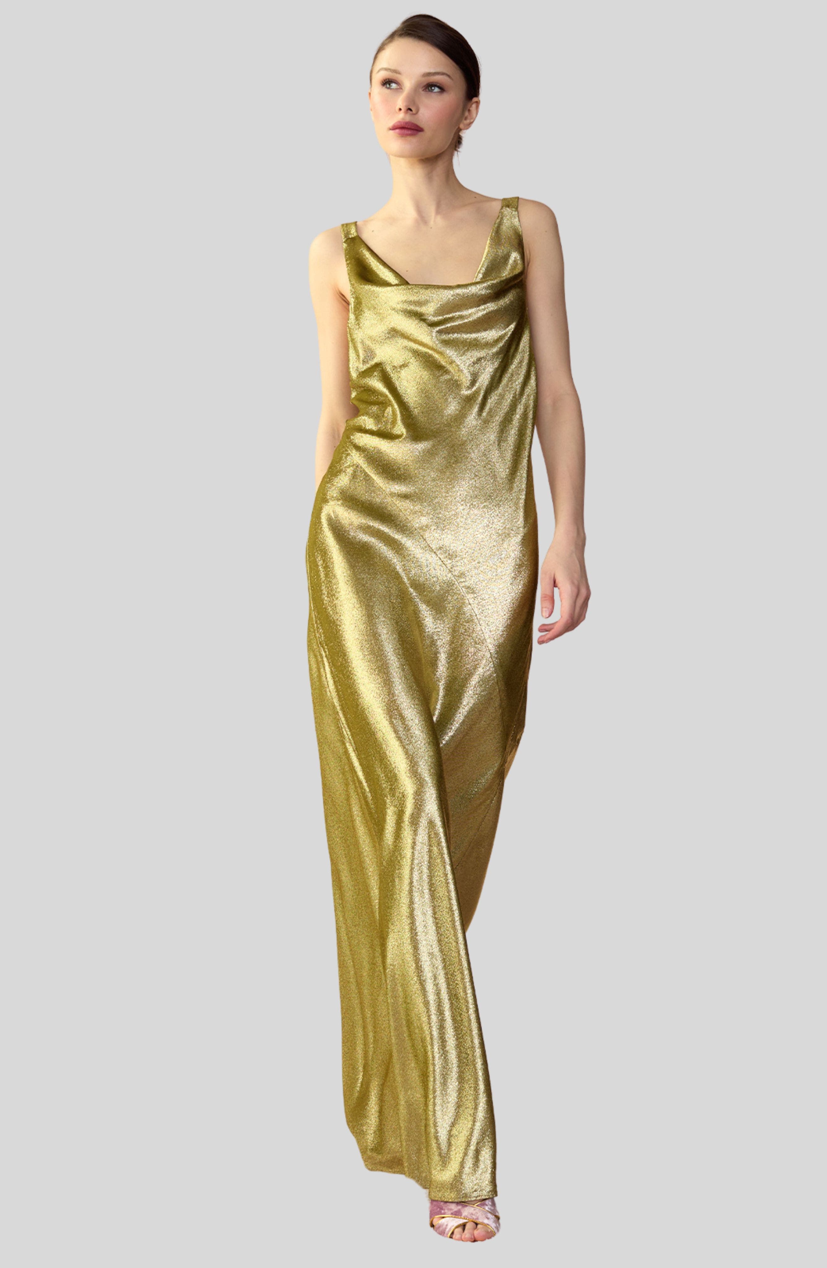 Cynthia Rowley Liquid Gold Lamé Dress | Nordstrom