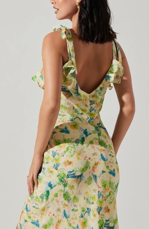 Astr The Label Sorbae Floral Print Sleeveless Dress In Yellow Green Floral