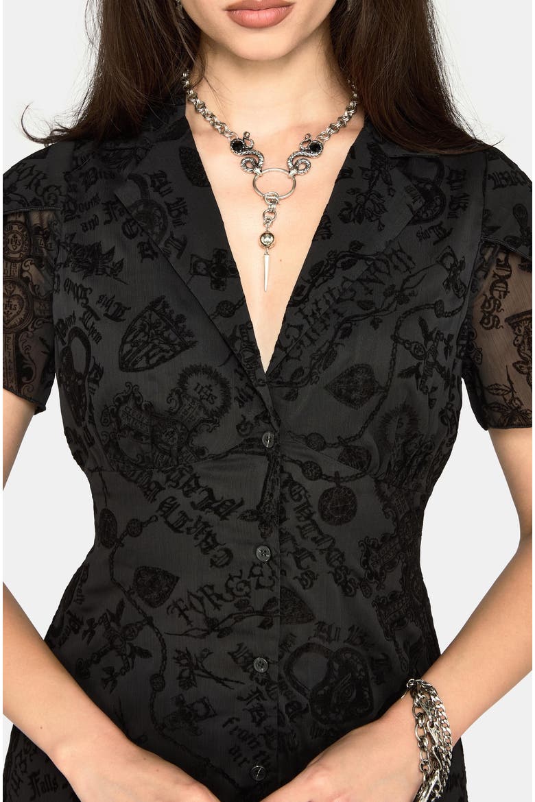 Sanct Flocked Chiffon Midi Dress, Alternate, color, Black