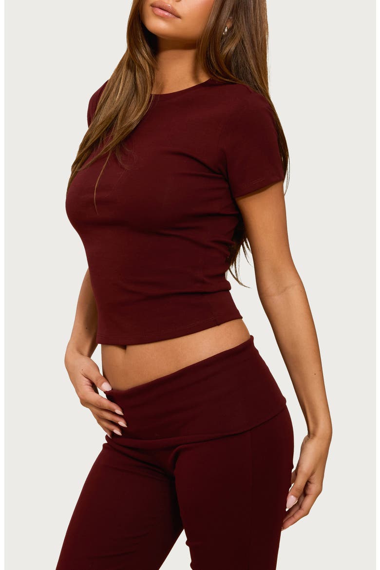 Emelia Fitted Stretch Cotton T-Shirt, Alternate, color, BURGUNDY