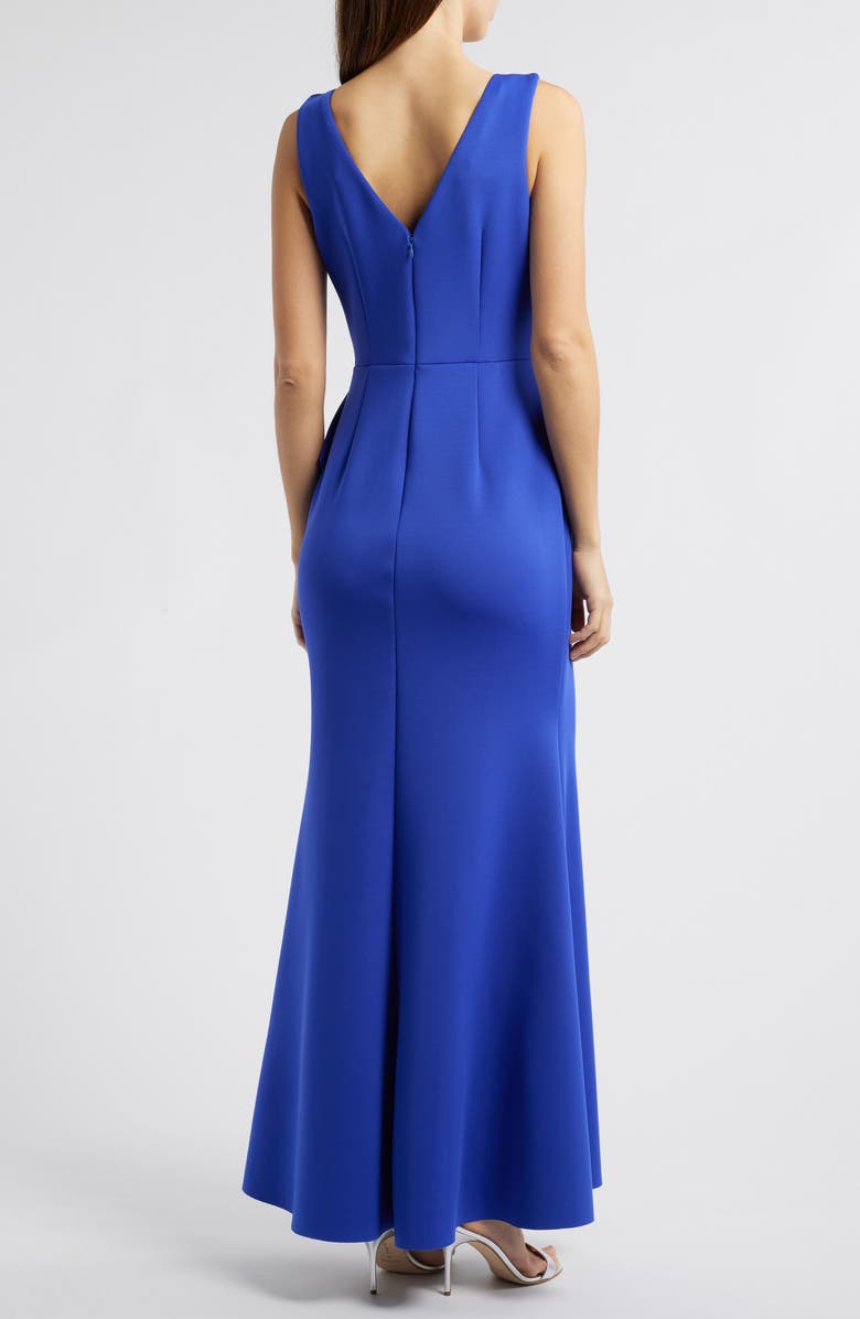 Eliza J Surplice V-Neck Sleeveless Mermaid Gown, Alternate, color, Cobalt