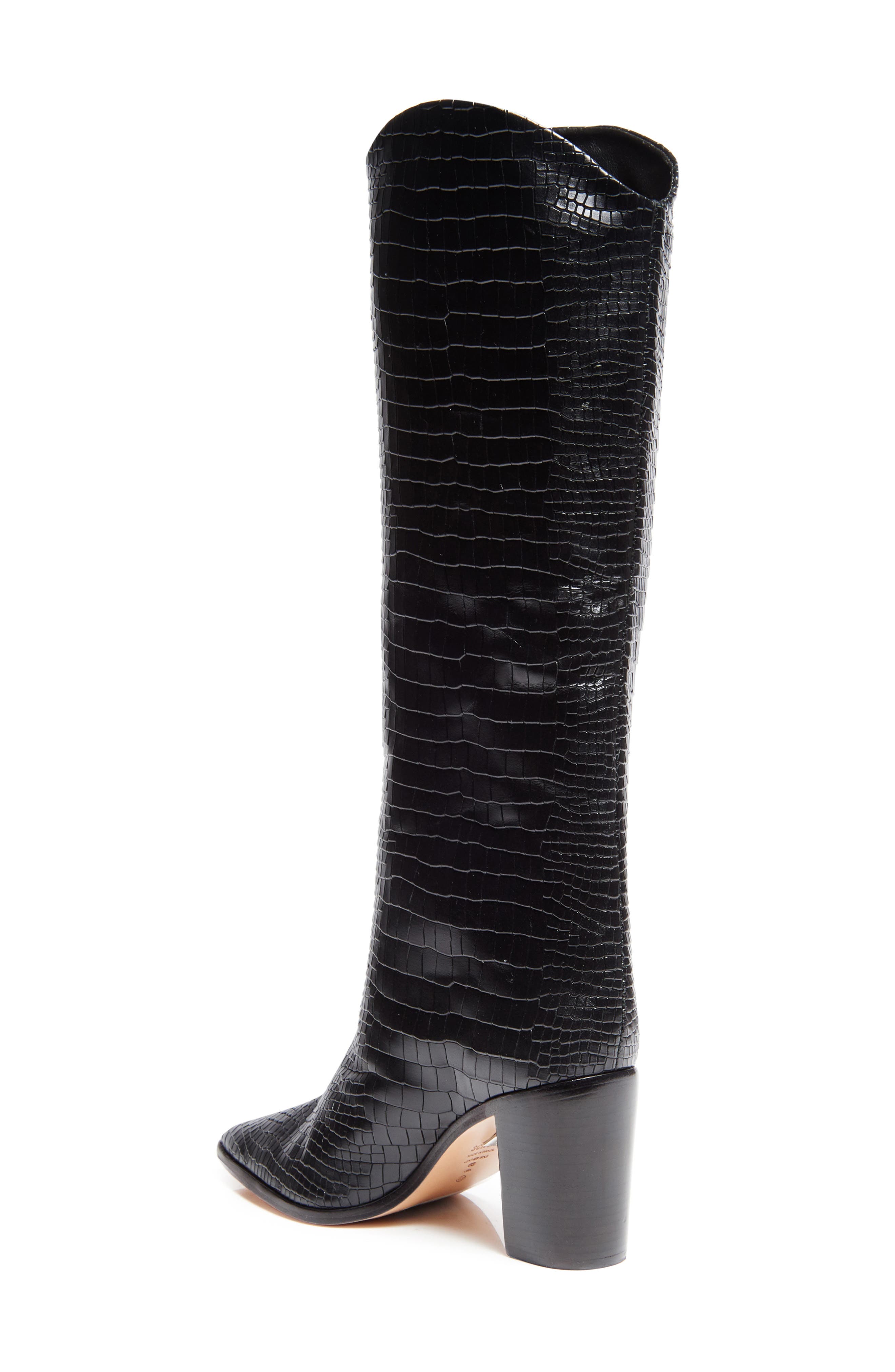 Schutz Maryana Pointed Toe Block Heel Knee High Boot, Alternate, color, Black