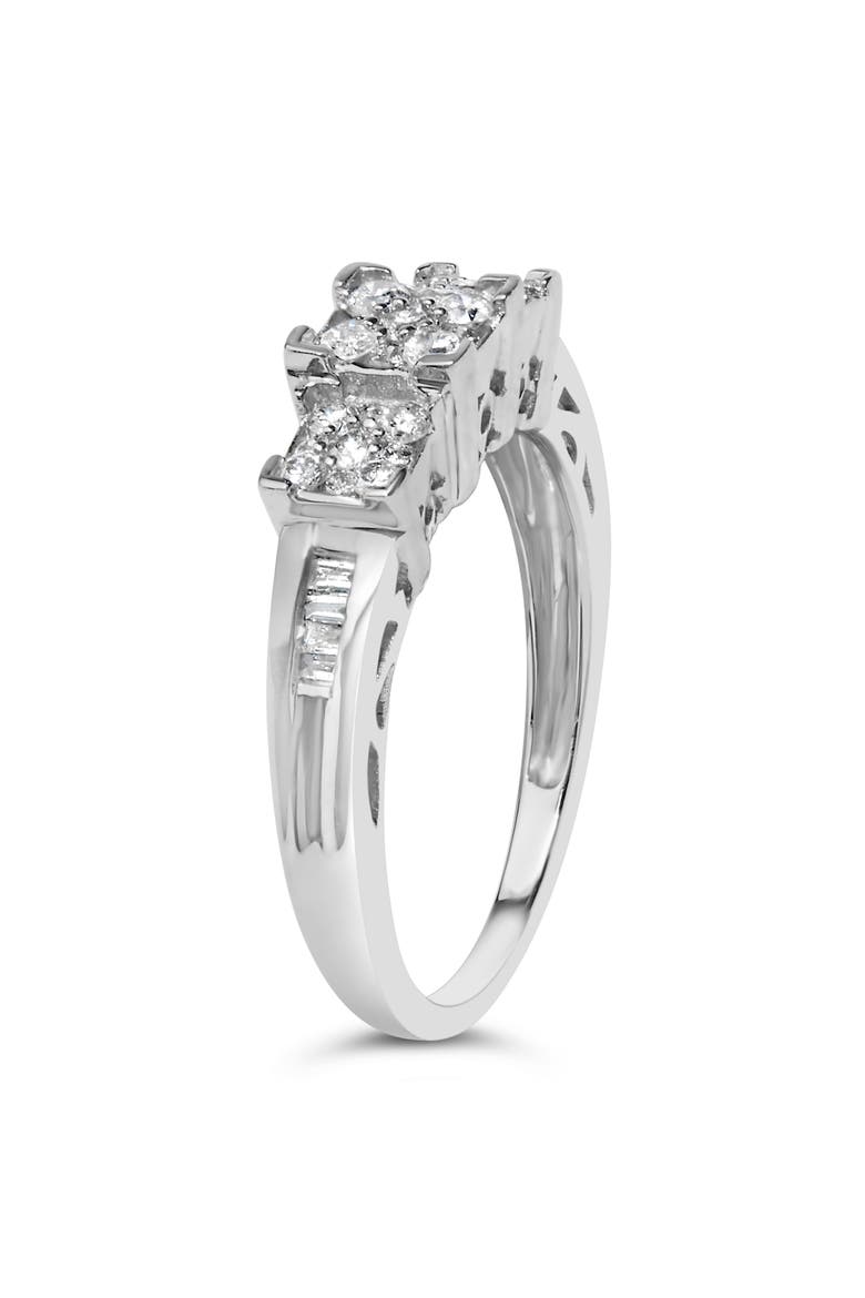 10K White Gold 1/2Cttw Diamond 3 Square Clusters Engagement Ring, Main, color, White Gold